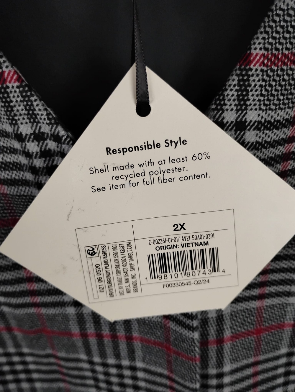 New Ava & Viv Plaid Vest in Black, Gray & Red Combo Size Women's 2X - Picture 4 of 5